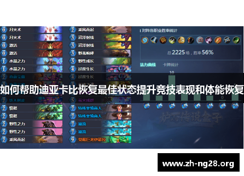 如何帮助迪亚卡比恢复最佳状态提升竞技表现和体能恢复