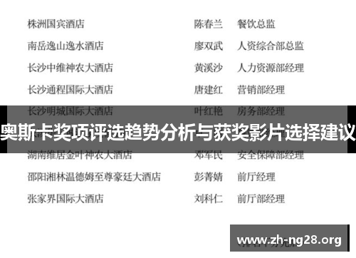 奥斯卡奖项评选趋势分析与获奖影片选择建议